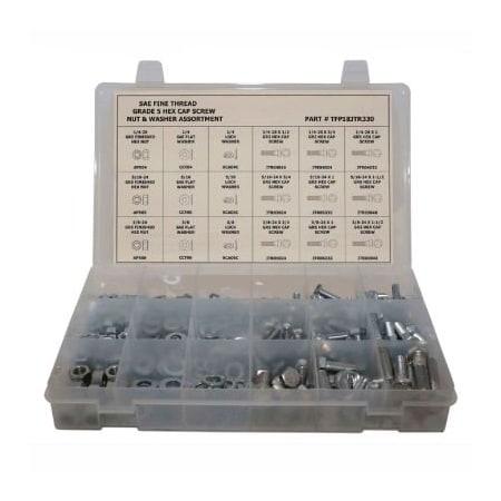 Titan Fasteners Hex Head Cap Screw Assortment, Steel, Zinc Plated Finish, 330 PCS TFP18JTR330